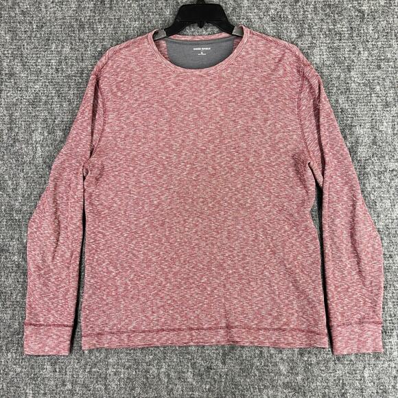 Banana Republic Shirt Mens Extra Large Red Waffle Knit Long‎ Sleeve Crew Neck - Picture 1 of 7